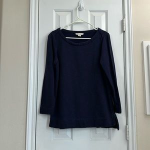 Size 10-12 Coldwater Creek Navy Blue tunic style sweatshirt